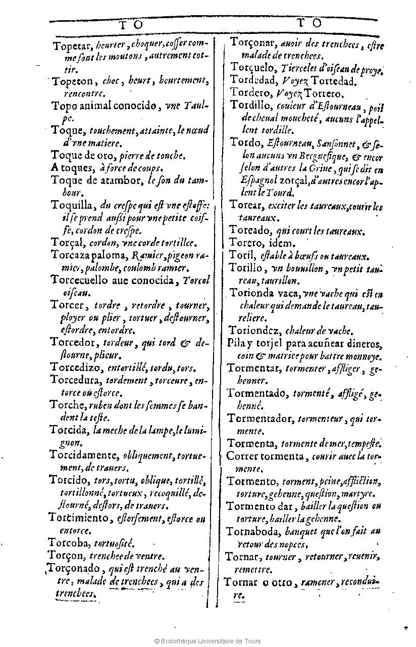 1607 - Marc Orry - Trésor des deux langues espagnole et française (Première et Seconde parties) - BU Tours