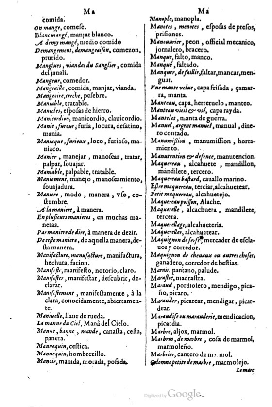 1621 - Adrian Tiffaine - Trésor des deux langues espagnole et française - BM Lyon