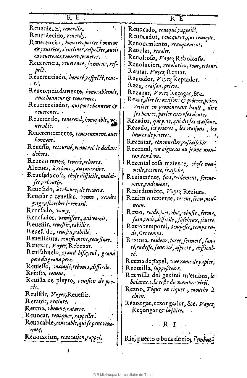 1607 - Marc Orry - Trésor des deux langues espagnole et française (Première et Seconde parties) - BU Tours
