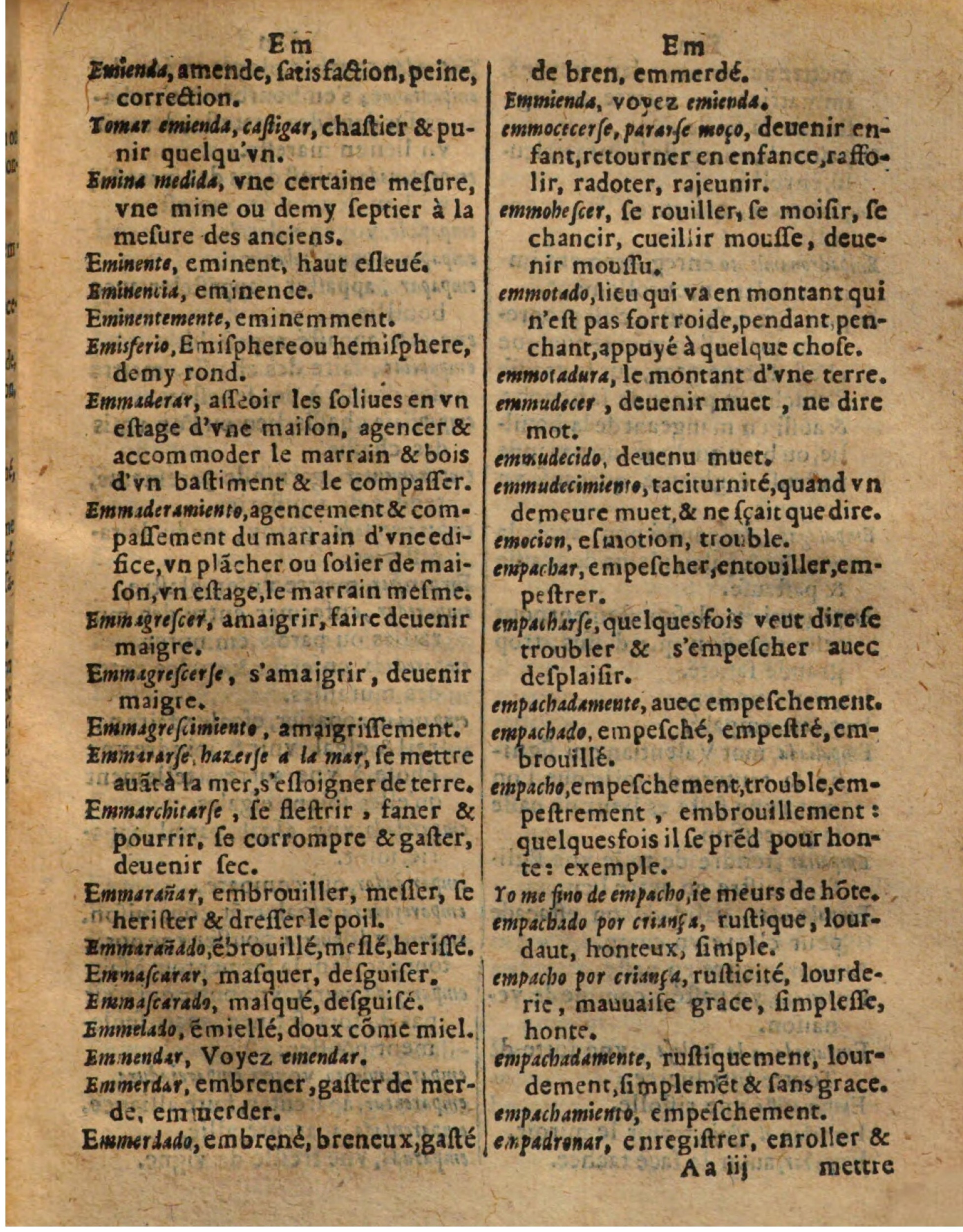 1625 - Hubert Antoine - Trésor des deux langues espagnole et française - Augsbourg