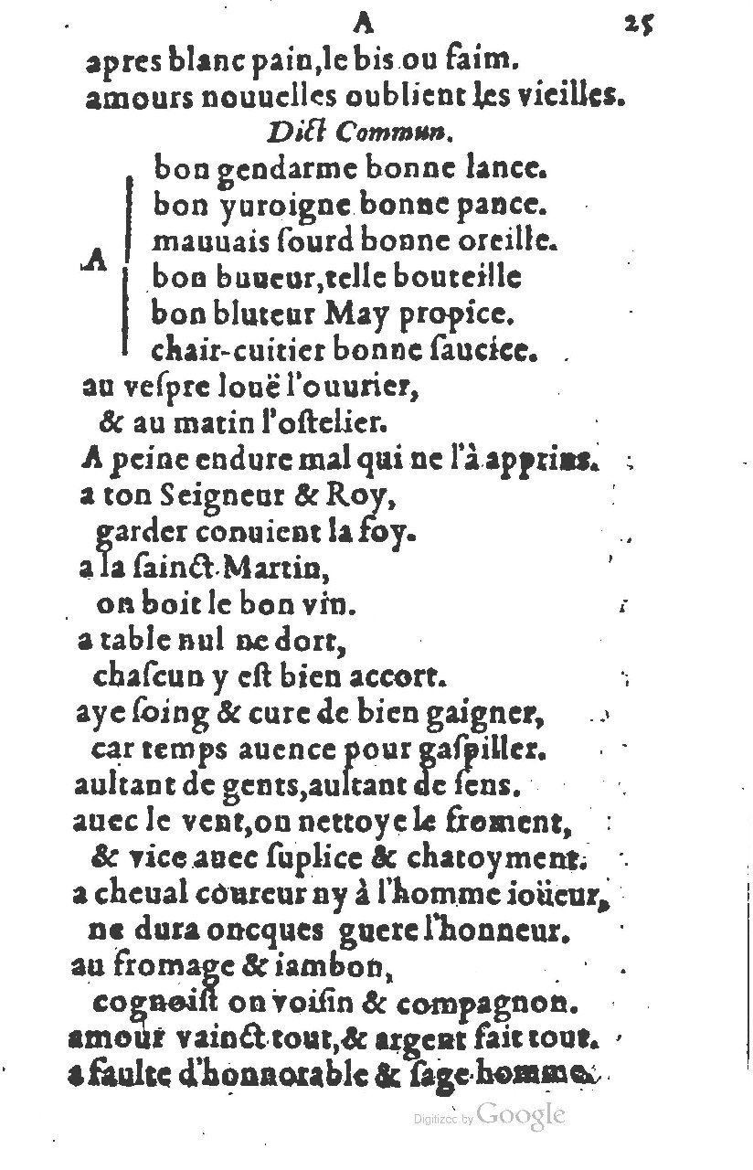 1581 - Nicolas Bonfons  - Trésor des sentences dorées - Princeton