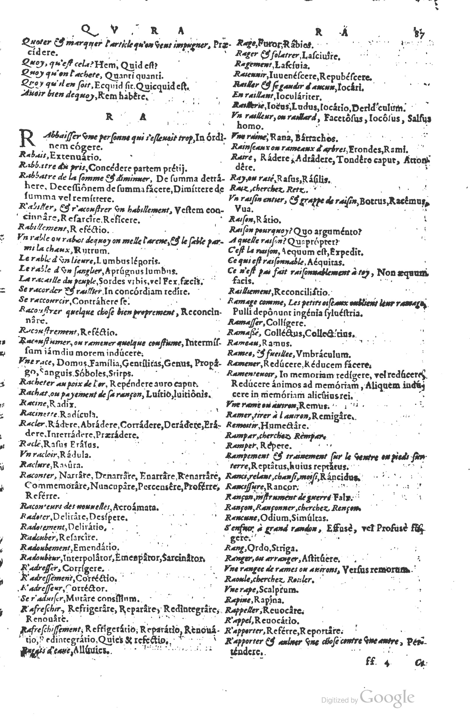 1578 - Louis Cloquemin - Trésor des mots et traits français - BSB Munich
