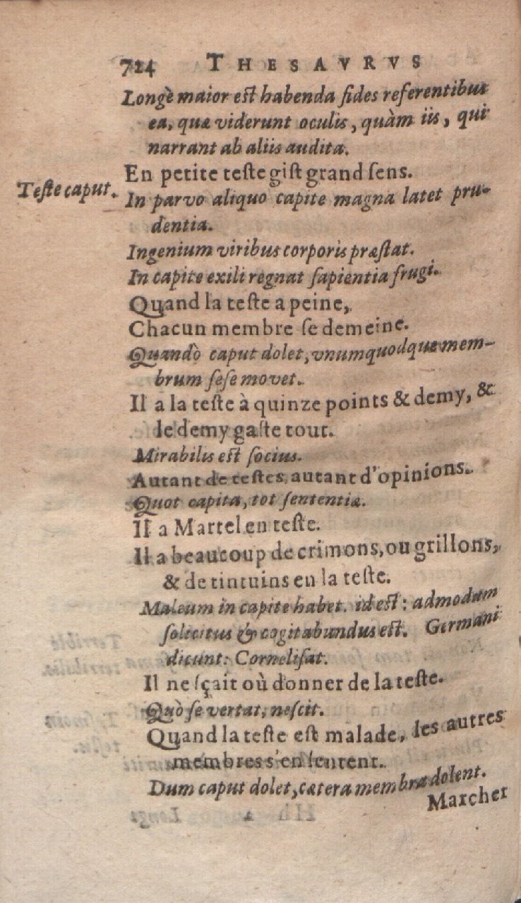 1612 - Dominicus Custos - Trésor des proverbes français  - Bibliopol-Olomuc