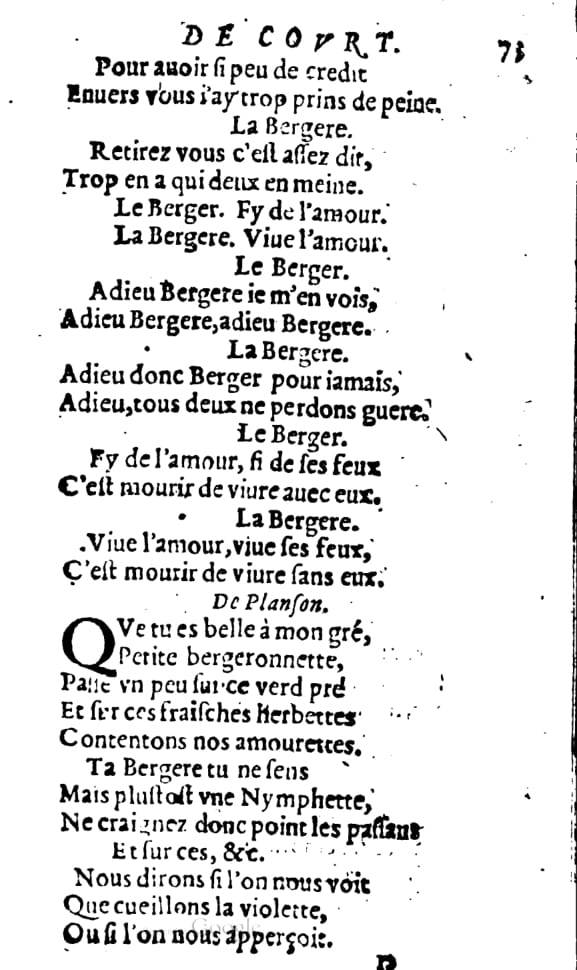 1606 - Théodore Reinsart - Trésor des chansons amoureuses recueillies des plus excellents airs de cour - Livre I - NK ČR Prague