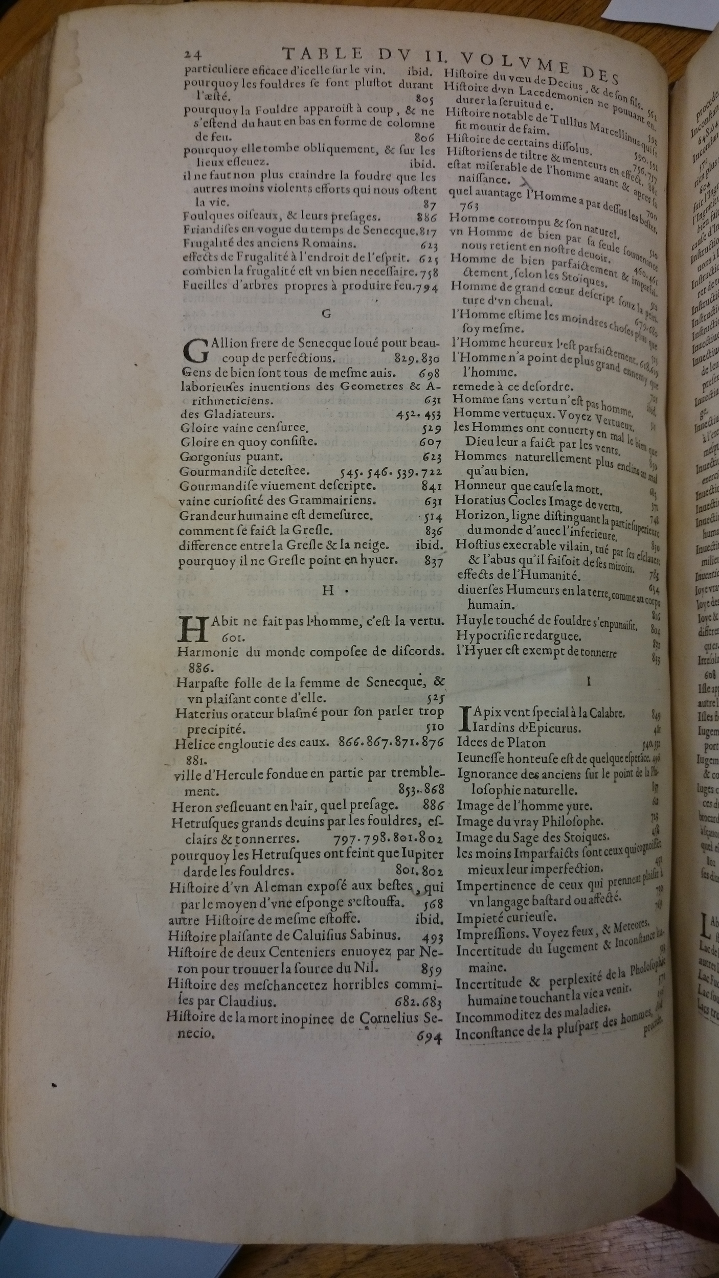 1598 - Jean Houzé - Œuvres morales et mêlées de Sénèque, Trésor de philosophie morale - BM Lyon