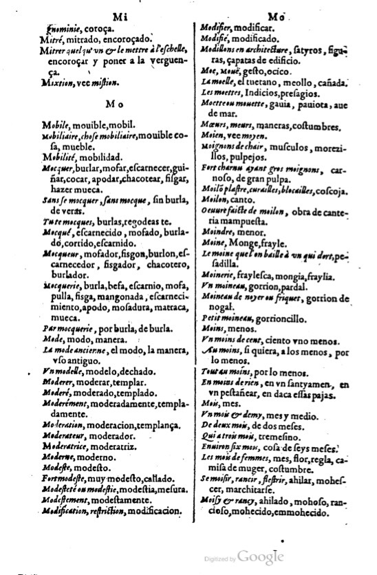 1621 - Adrian Tiffaine - Trésor des deux langues espagnole et française - BM Lyon