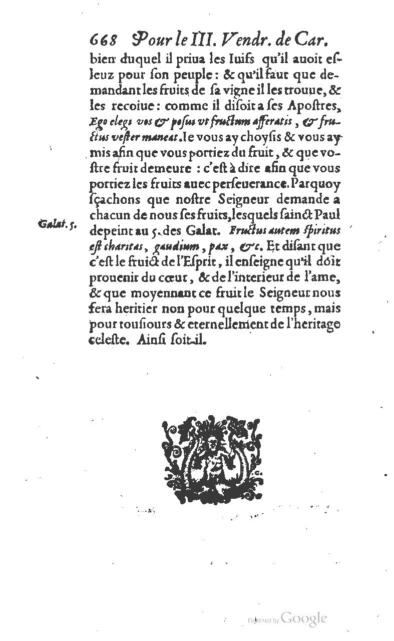 1607 - Nicolas Du Fossé - Trésor quadragésimal - T 01 - BM Lyon
