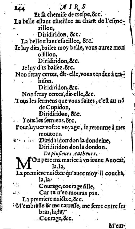 1606 - Théodore Reinsart - Trésor des chansons amoureuses recueillies des plus excellents airs de cour - Livre I - NK ČR Prague