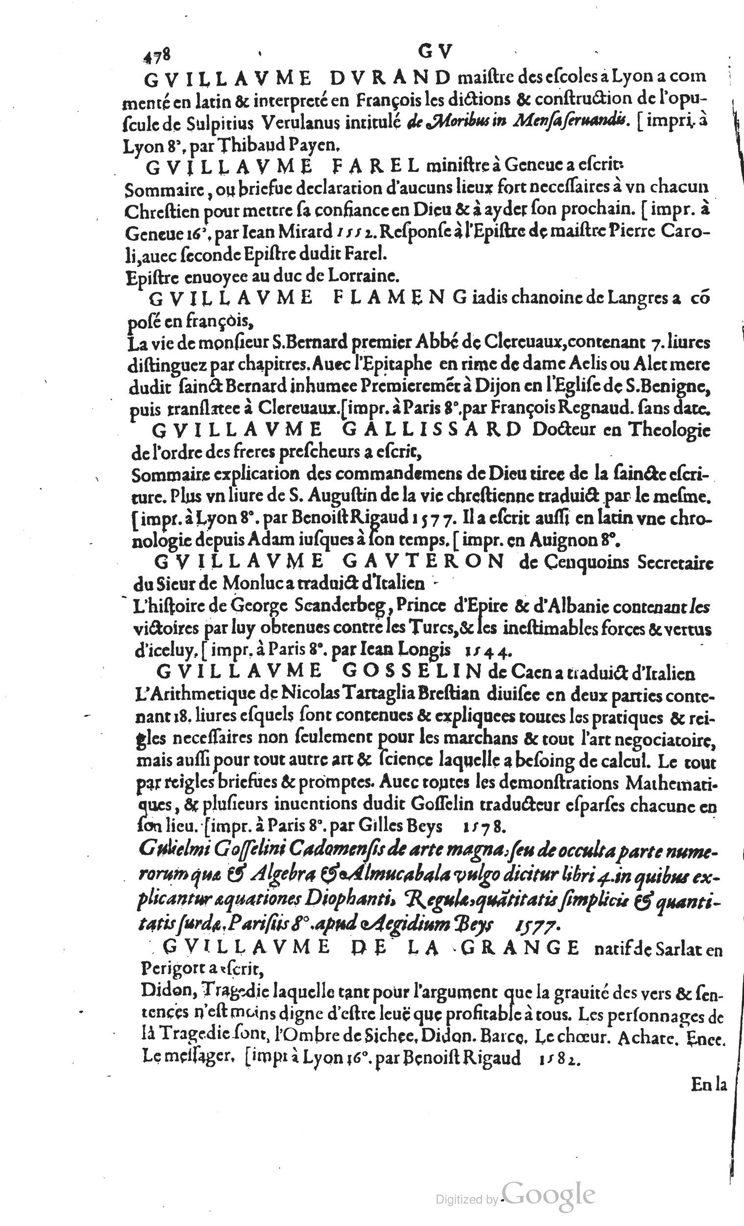 1585 - Barthélemy Honorat - Bibliothèques françaises - BSB Munich