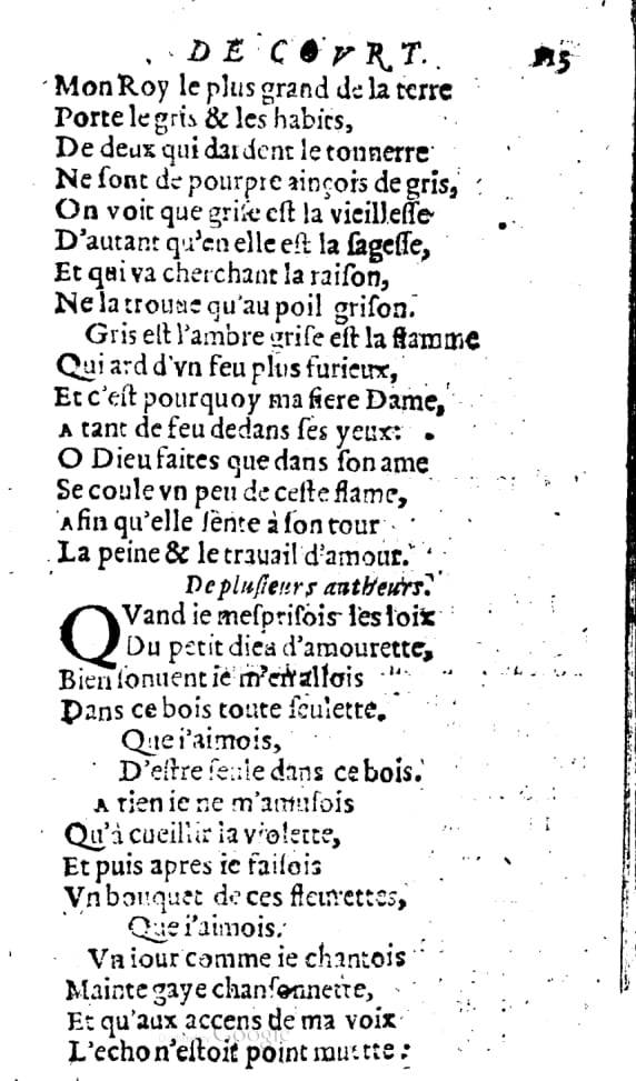 1606 - Théodore Reinsart - Trésor des chansons amoureuses recueillies des plus excellents airs de cour - Livre I - NK ČR Prague