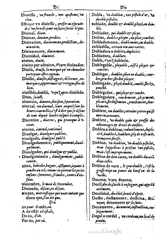 1616 - Veuve Marc Orry - Trésor des deux langues espagnole et française (Première et Seconde parties) - BM Lyon