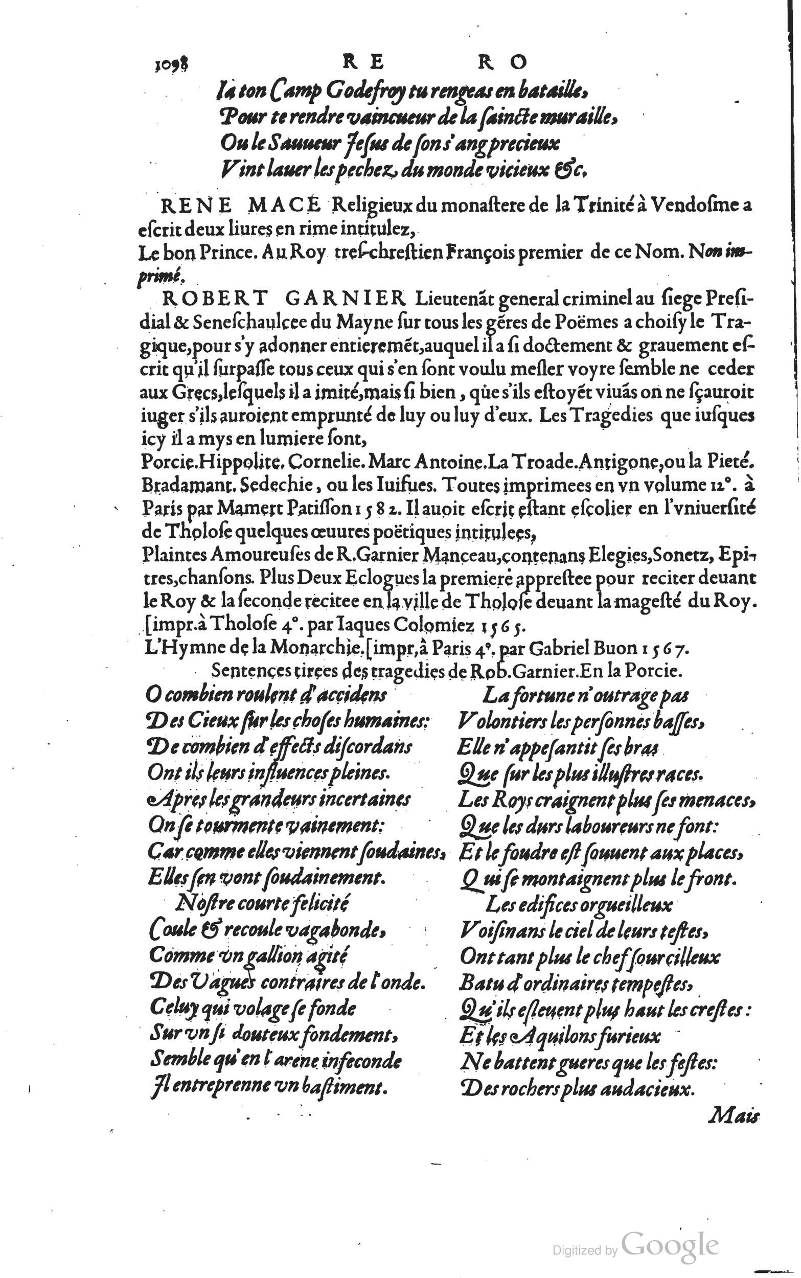 1585 - Barthélemy Honorat - Bibliothèques françaises - BSB Munich