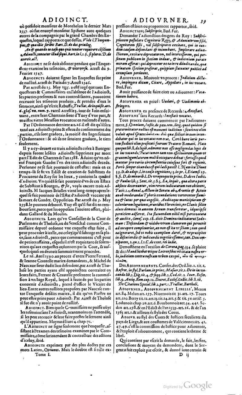 1629 - Veuve Nicolas Buon - Trésor du droit français (21754 T. 1) - BM Lyon