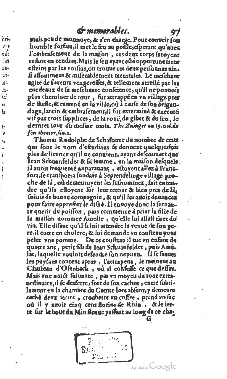 1610 - Paul Marceau - Trésor d’histoires admirables et mémorables - BSB Munich