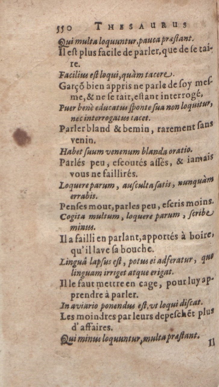 1612 - Dominicus Custos - Trésor des proverbes français  - Bibliopol-Olomuc
