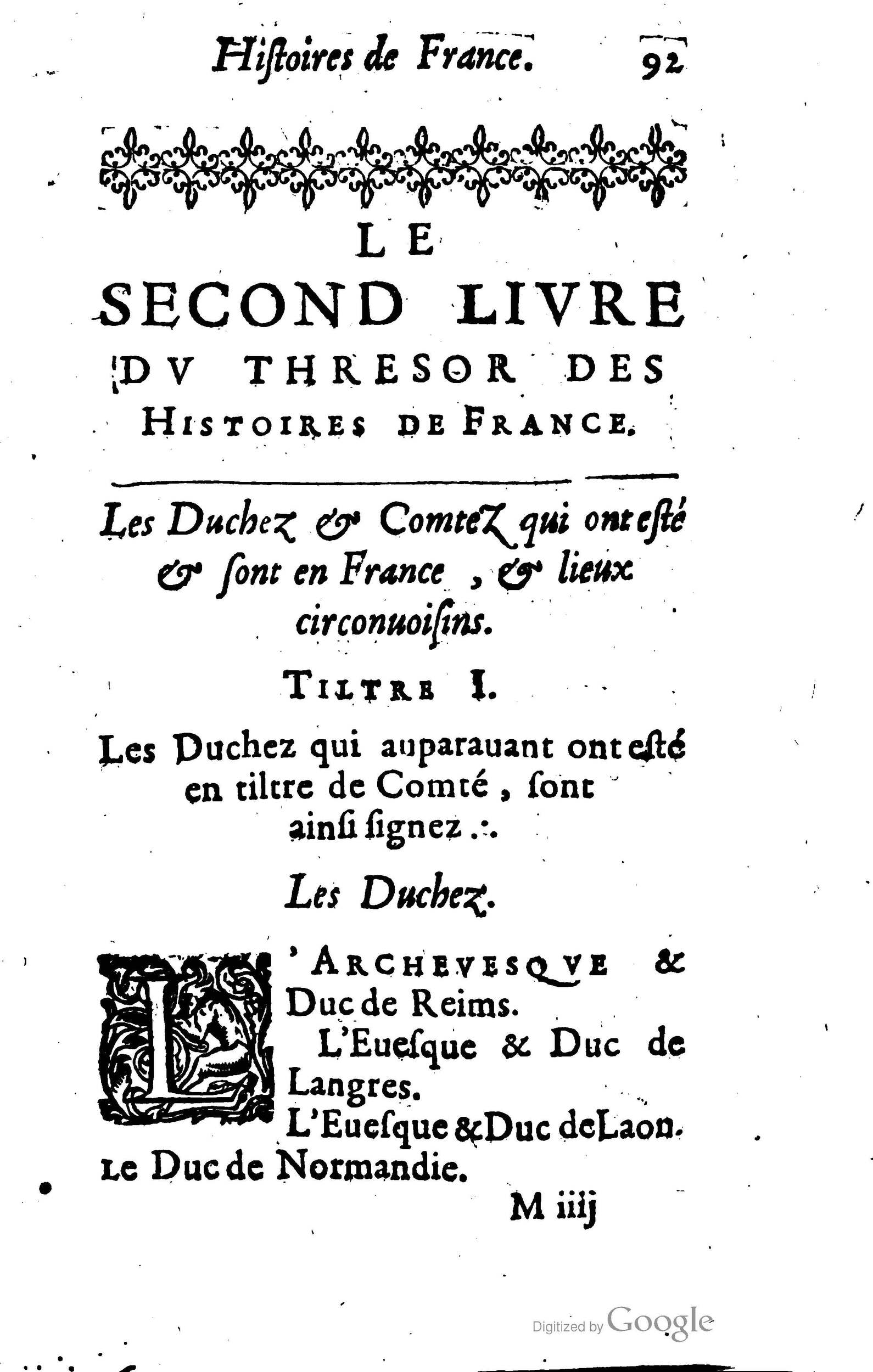 1619 - Jean Corrozet - Trésor des histoires de France - BSB Munich