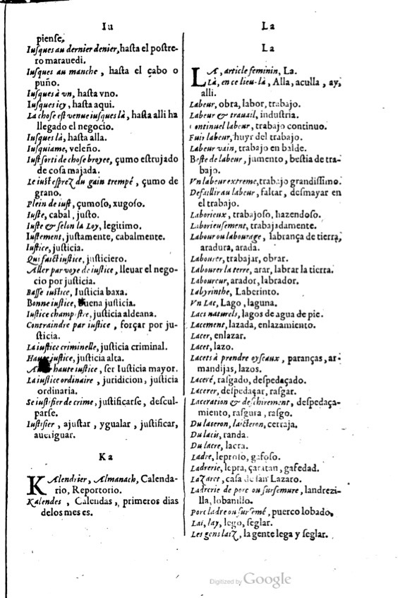 1621 - Adrian Tiffaine - Trésor des deux langues espagnole et française - BM Lyon