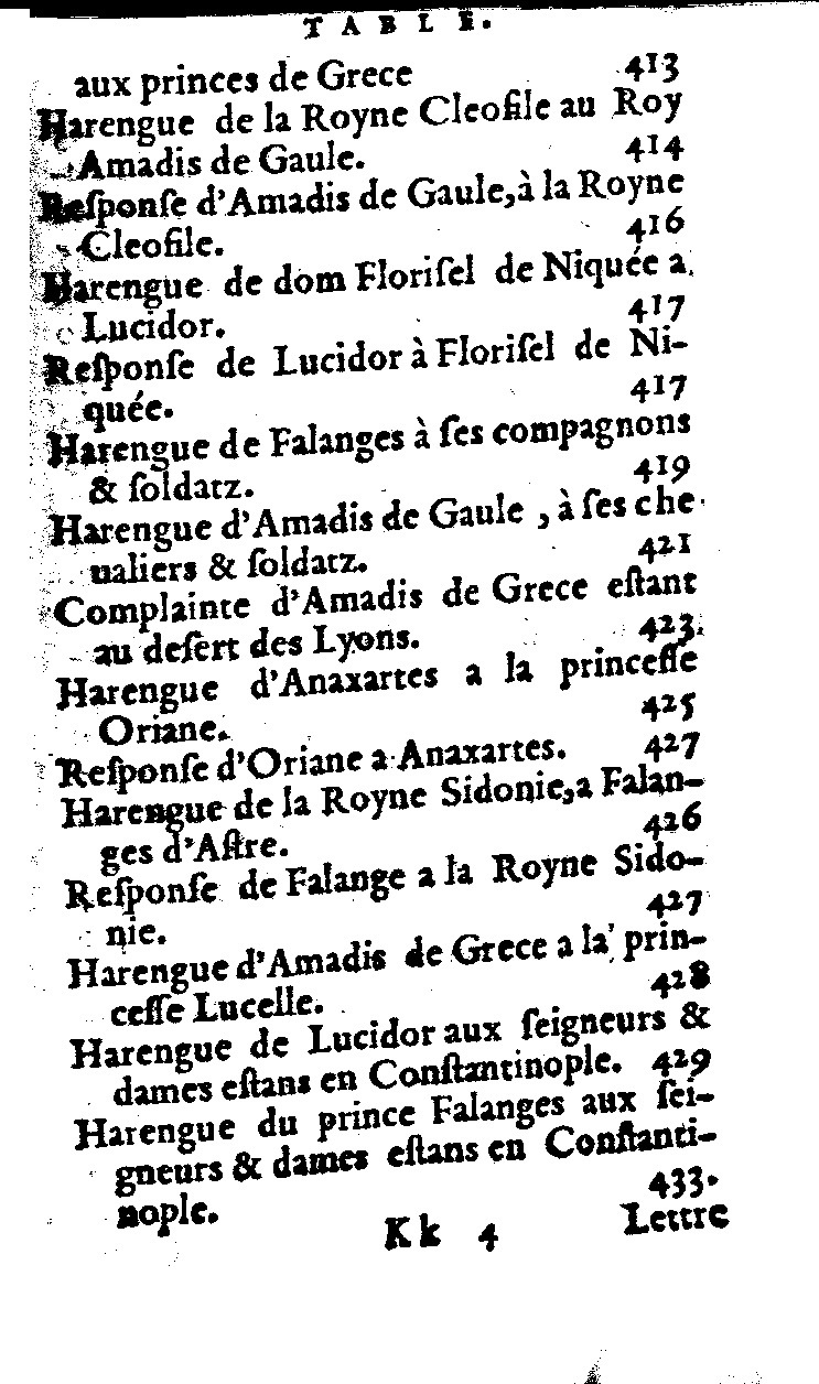 1562 - Jean d’Ogerolles et Gabriel Cotier - Trésor des Amadis - Lucerne