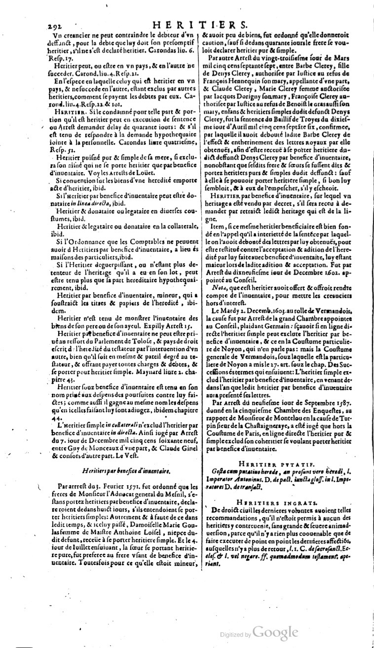 1629 - Veuve Nicolas Buon - Trésor du droit français (29620 T. 2) - BM Lyon