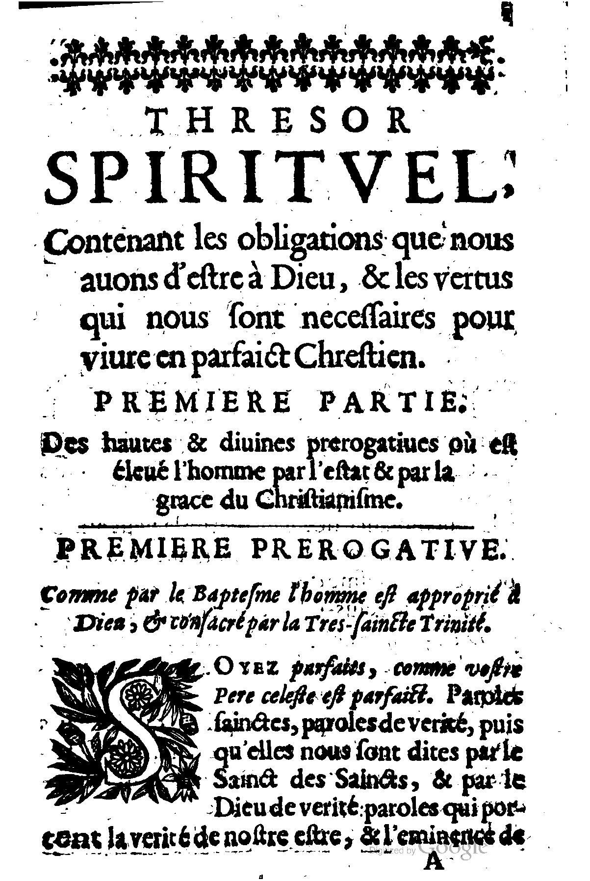 1635 - Sébastien Huré - Trésor spirituel contenant les obligations - BM Lyon