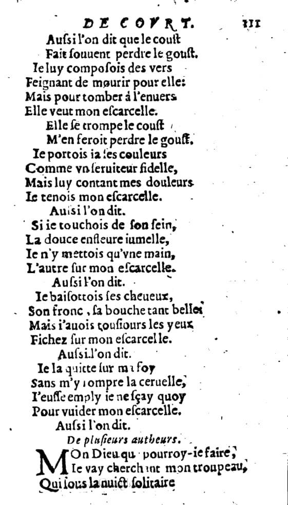 1606 - Théodore Reinsart - Trésor des chansons amoureuses recueillies des plus excellents airs de cour - Livre I - NK ČR Prague