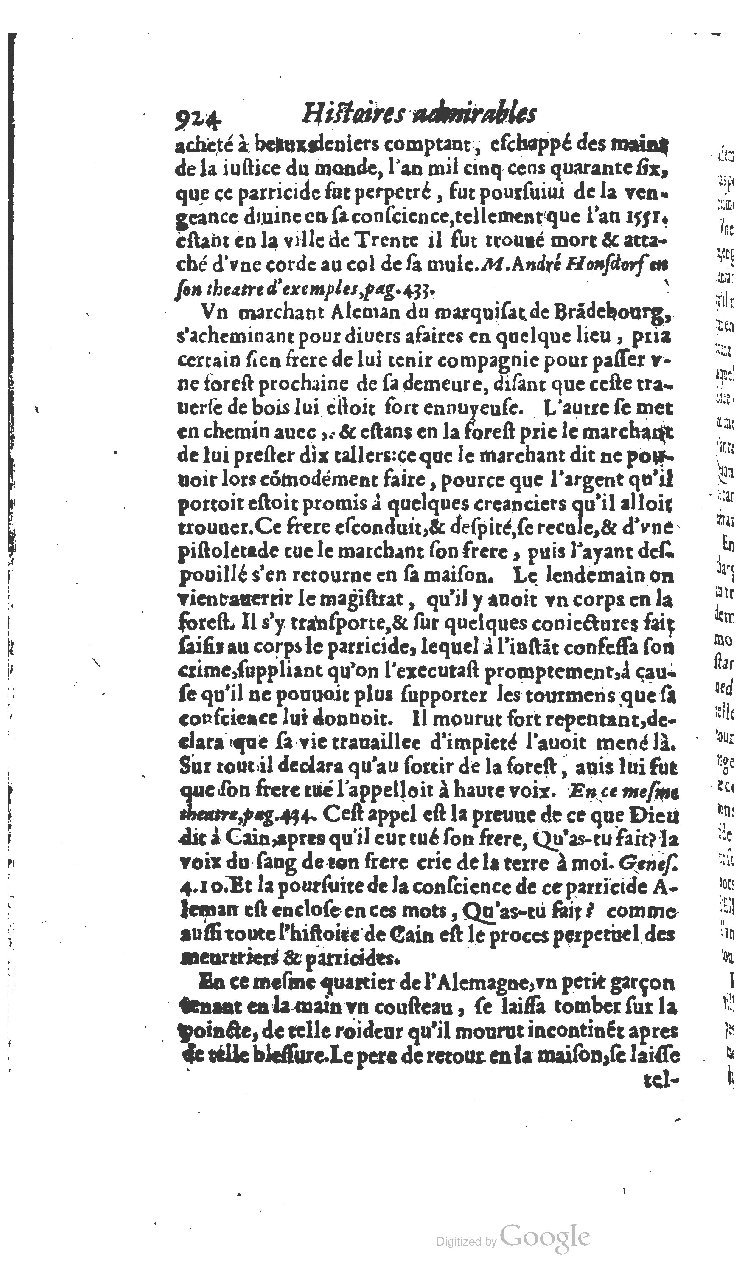 1610 - Paul Marceau - Trésor d’histoires admirables et mémorables - BSB Munich