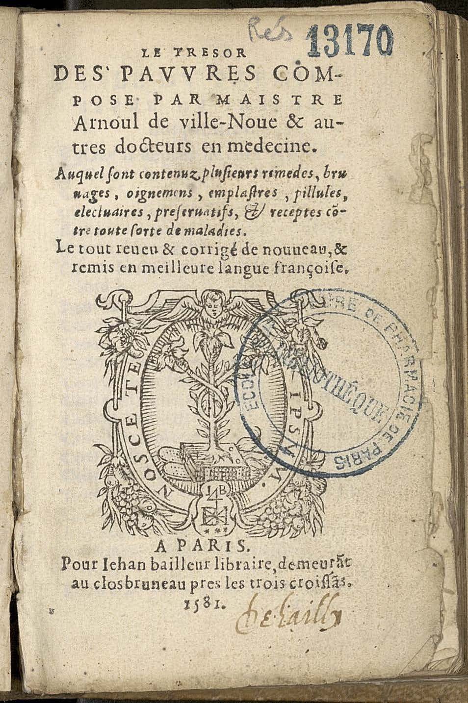 1581 - Jean Bailleur - Trésor des pauvres - Le Havre