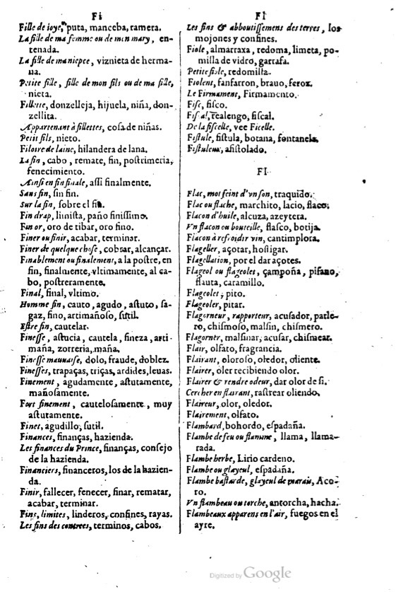 1621 - Adrian Tiffaine - Trésor des deux langues espagnole et française - BM Lyon