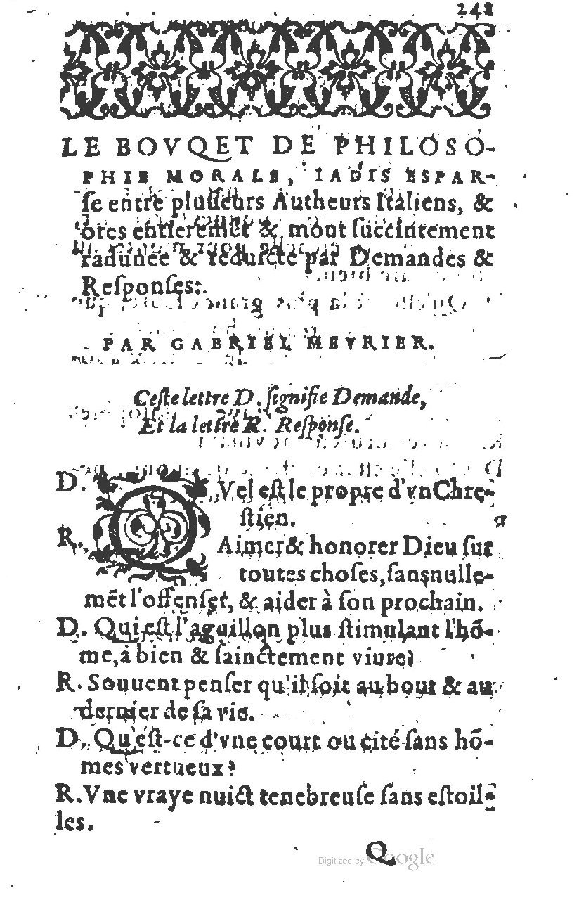 1581 - Nicolas Bonfons  - Trésor des sentences dorées - Princeton