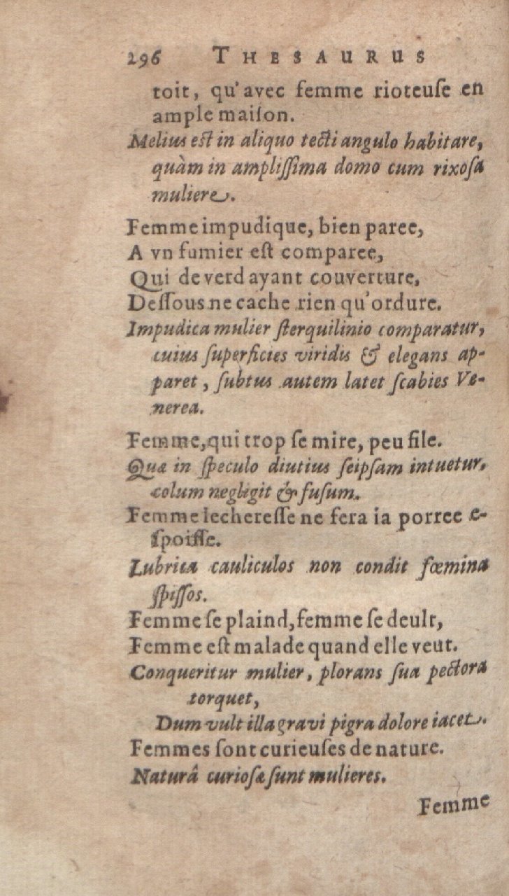 1612 - Dominicus Custos - Trésor des proverbes français  - Bibliopol-Olomuc