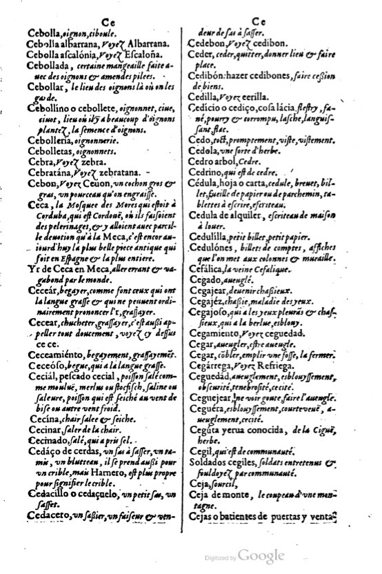 1621 - Adrian Tiffaine - Trésor des deux langues espagnole et française - BM Lyon