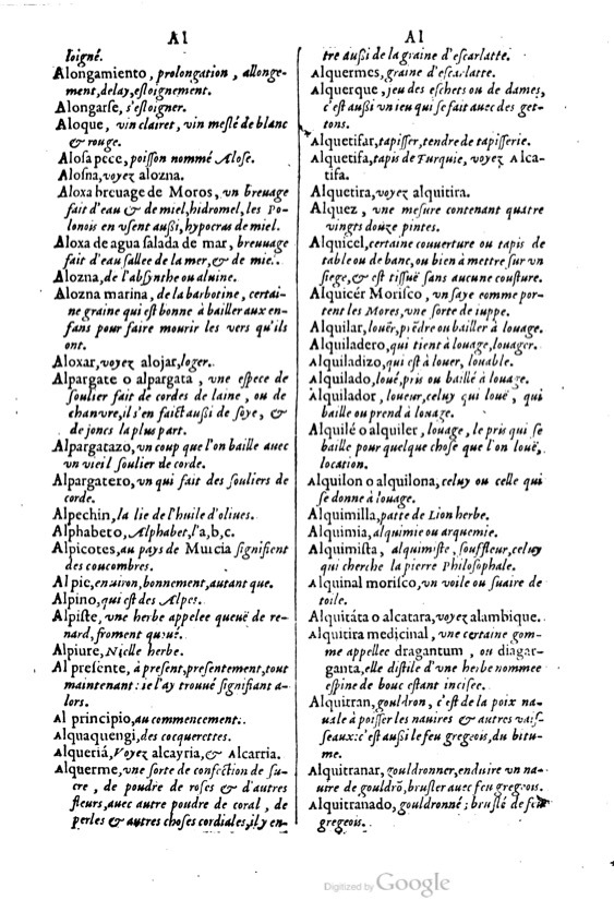1621 - Adrian Tiffaine - Trésor des deux langues espagnole et française - BM Lyon
