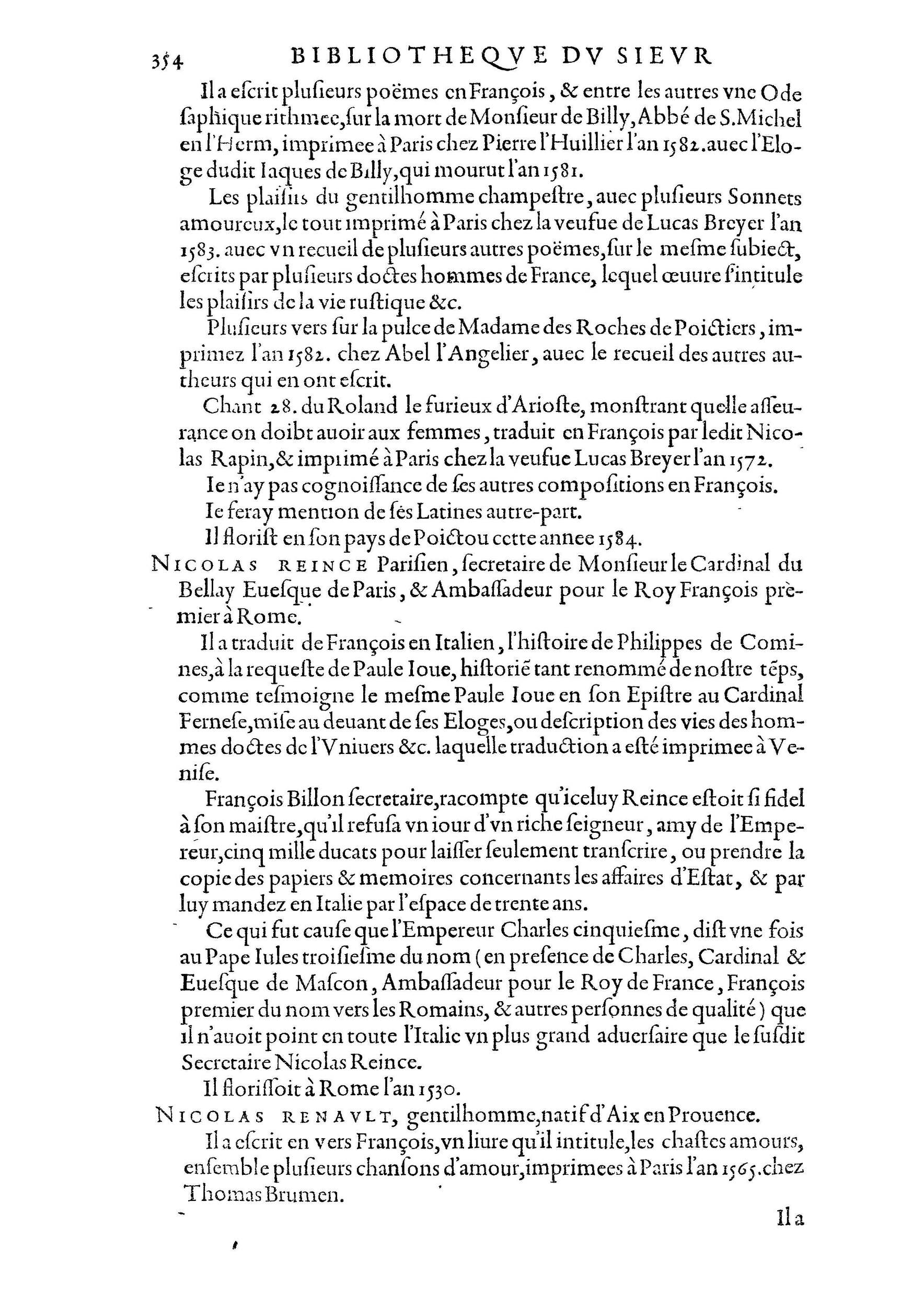 1584 - Abel L&#039;Angelier - Bibliothèques françaises - BnF