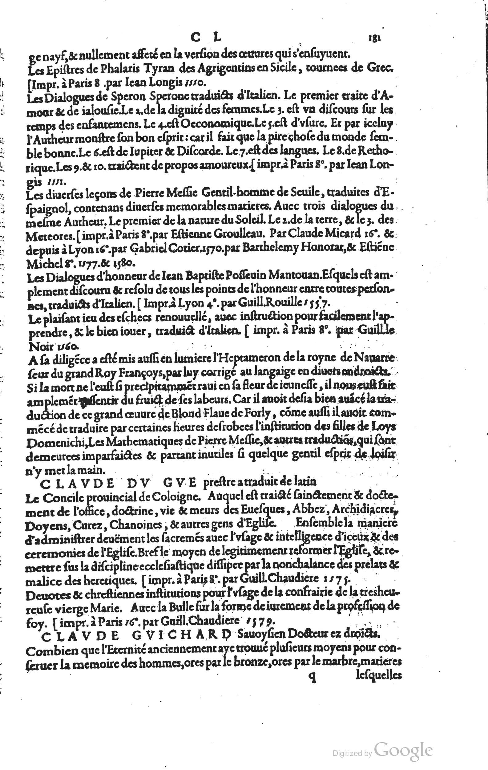 1585 - Barthélemy Honorat - Bibliothèques françaises - BSB Munich