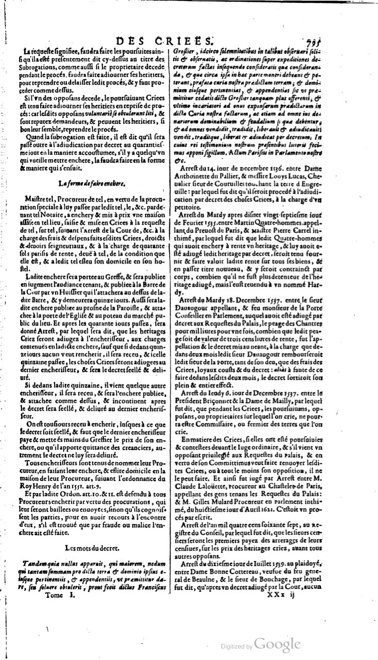 1629 - Veuve Nicolas Buon - Trésor du droit français (21754 T. 1) - BM Lyon