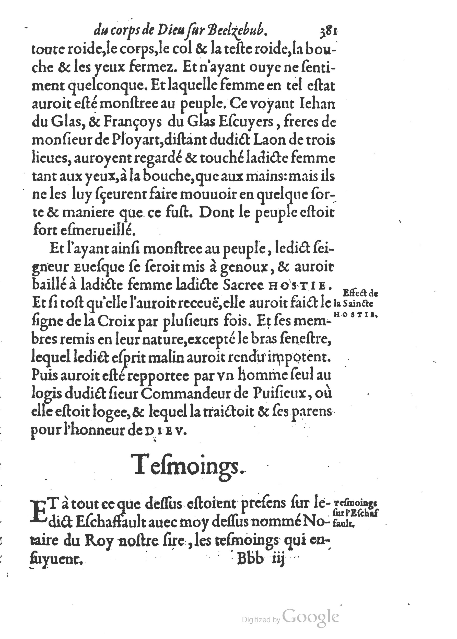 1578 - Nicolas Chesneau - Trésor et entière histoire de la triomphante victoire du corps de Dieu sur l’esprit malin - British Library
