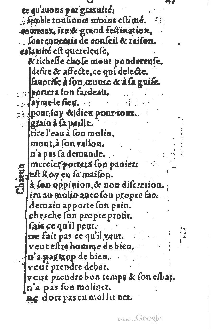 1581 - Nicolas Bonfons  - Trésor des sentences dorées - Princeton