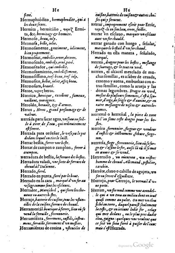 1621 - Adrian Tiffaine - Trésor des deux langues espagnole et française - BM Lyon
