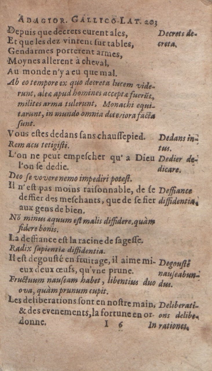 1612 - Dominicus Custos - Trésor des proverbes français  - Bibliopol-Olomuc