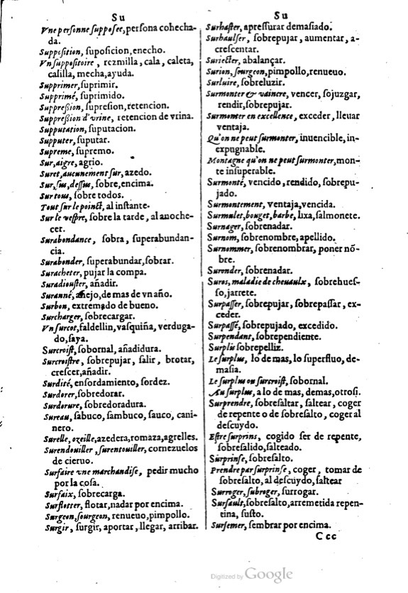 1621 - Adrian Tiffaine - Trésor des deux langues espagnole et française - BM Lyon