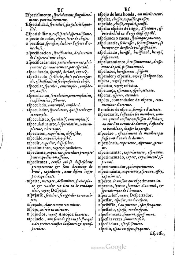 1621 - Adrian Tiffaine - Trésor des deux langues espagnole et française - BM Lyon