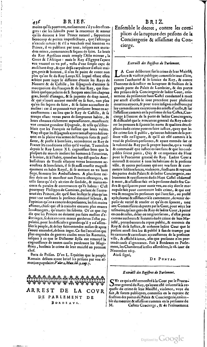 1629 - Veuve Nicolas Buon - Trésor du droit français (29620 T. 1) - BM Lyon