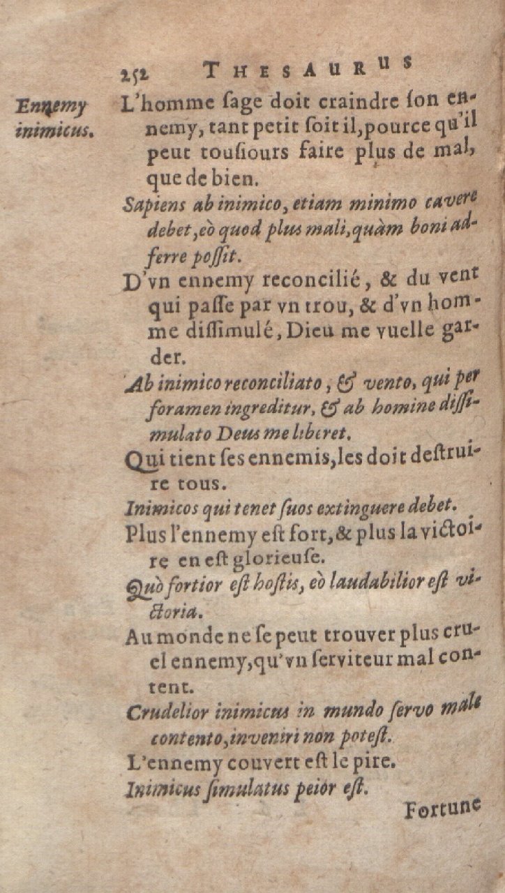 1612 - Dominicus Custos - Trésor des proverbes français  - Bibliopol-Olomuc