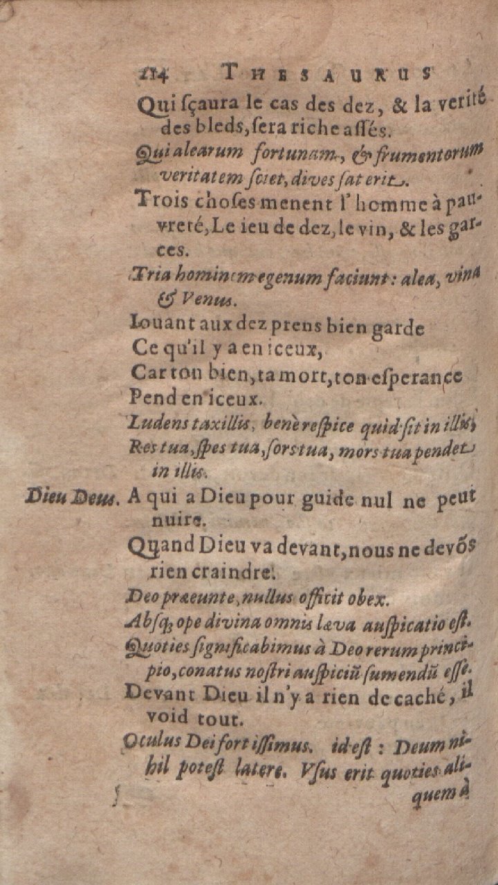 1612 - Dominicus Custos - Trésor des proverbes français  - Bibliopol-Olomuc