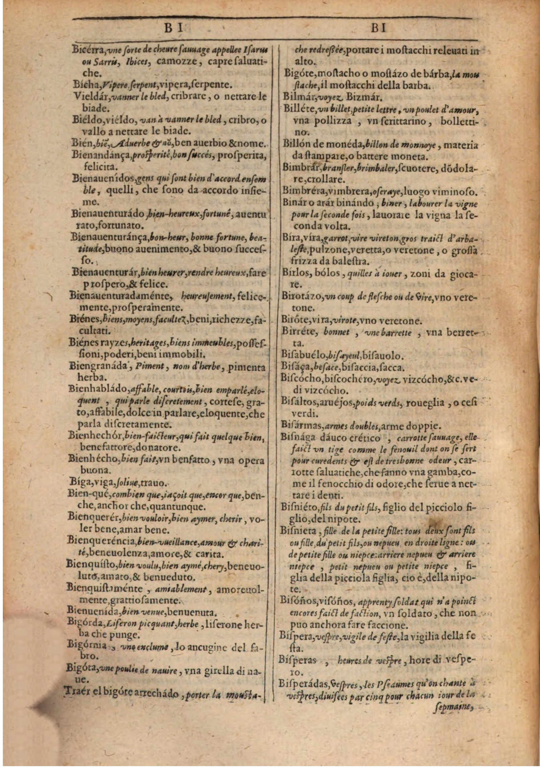 1609 - Philippe Albert et Alexandre Pernet - Trésor des trois langues française, italienne et espagnole (Première partie) - BSB Munich