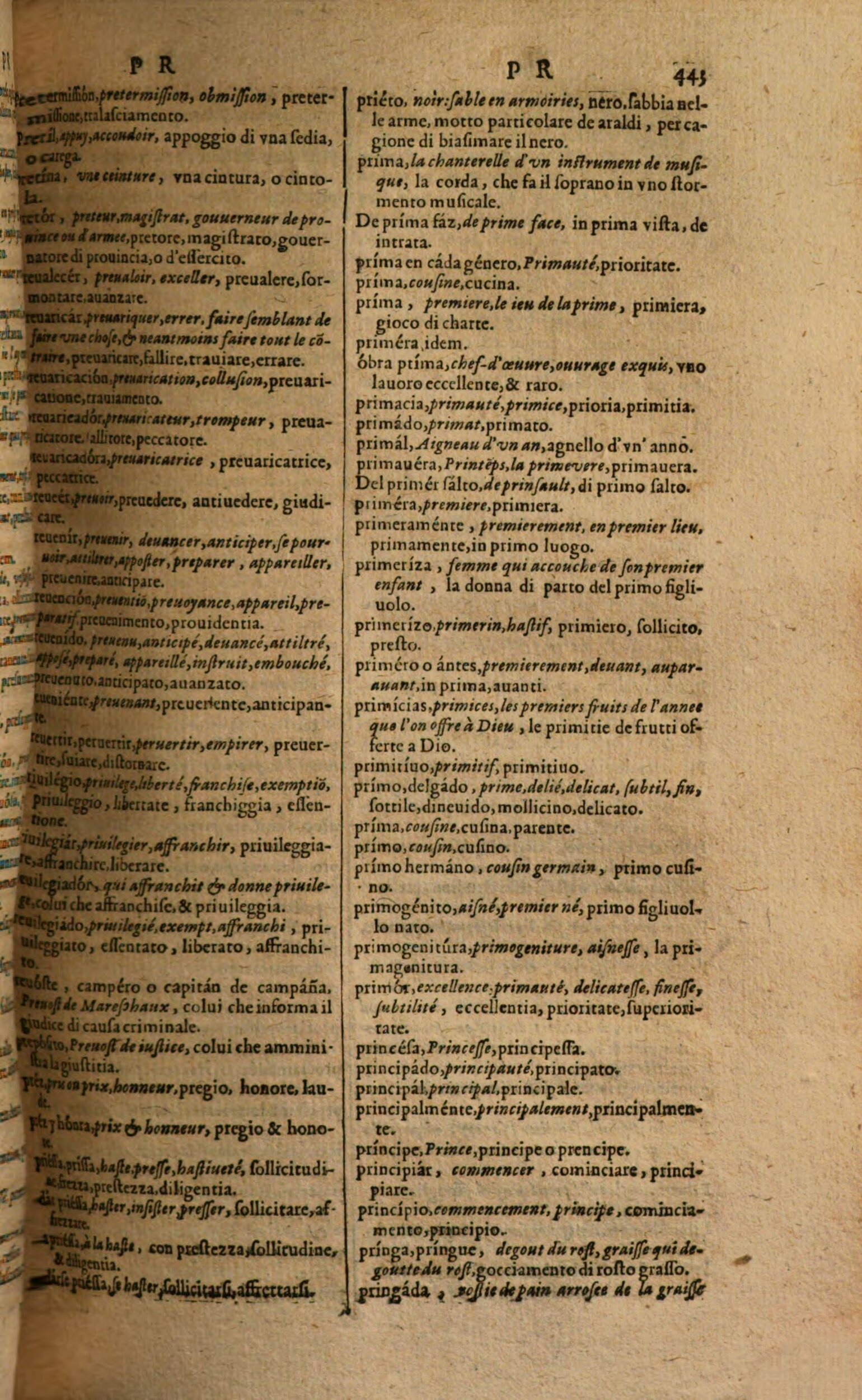 1617 - Samuel Crespin - Trésor des trois langues espagnole, française et italienne (Première partie) - Regensburg