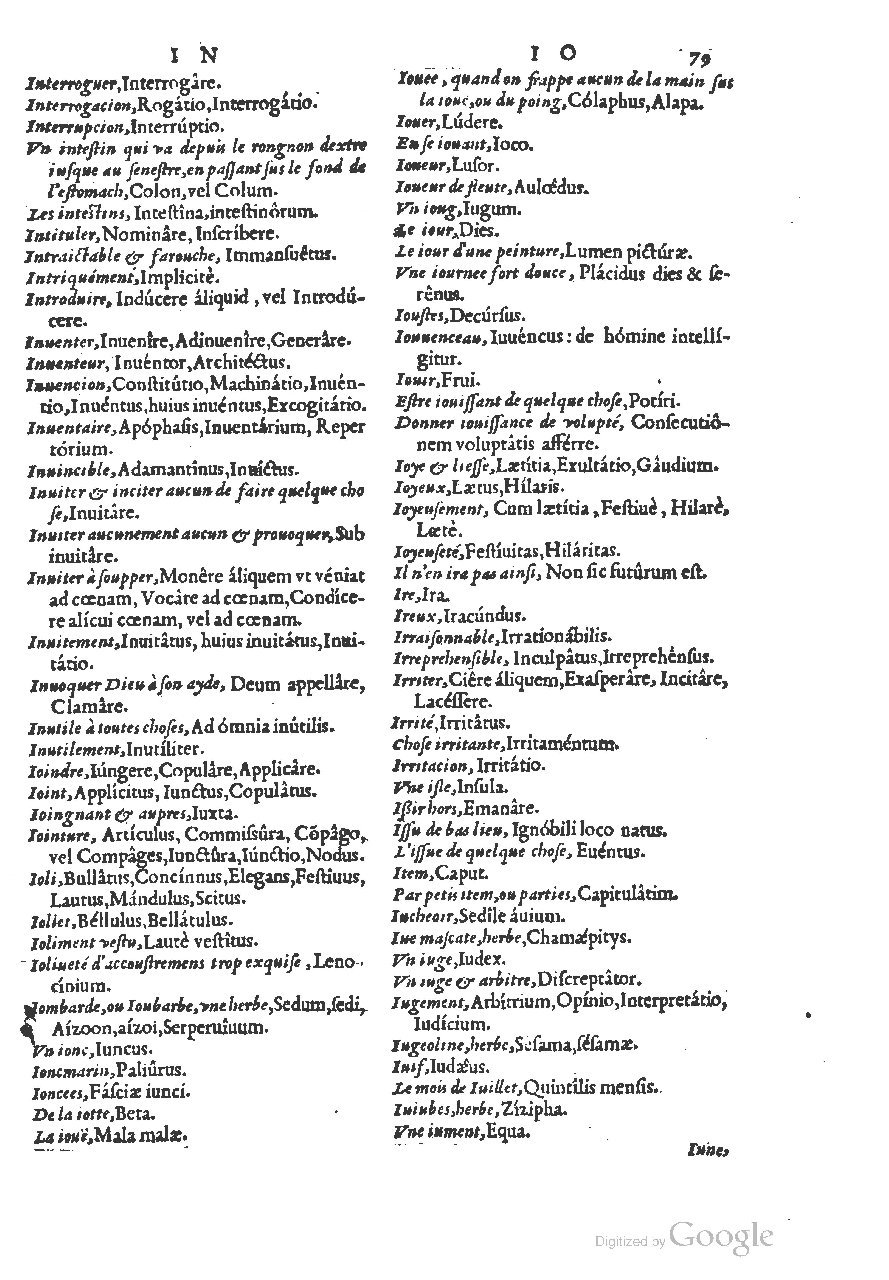 1558 - Guillaume Rouillé - Trésor des mots et traits français - BSB Munich