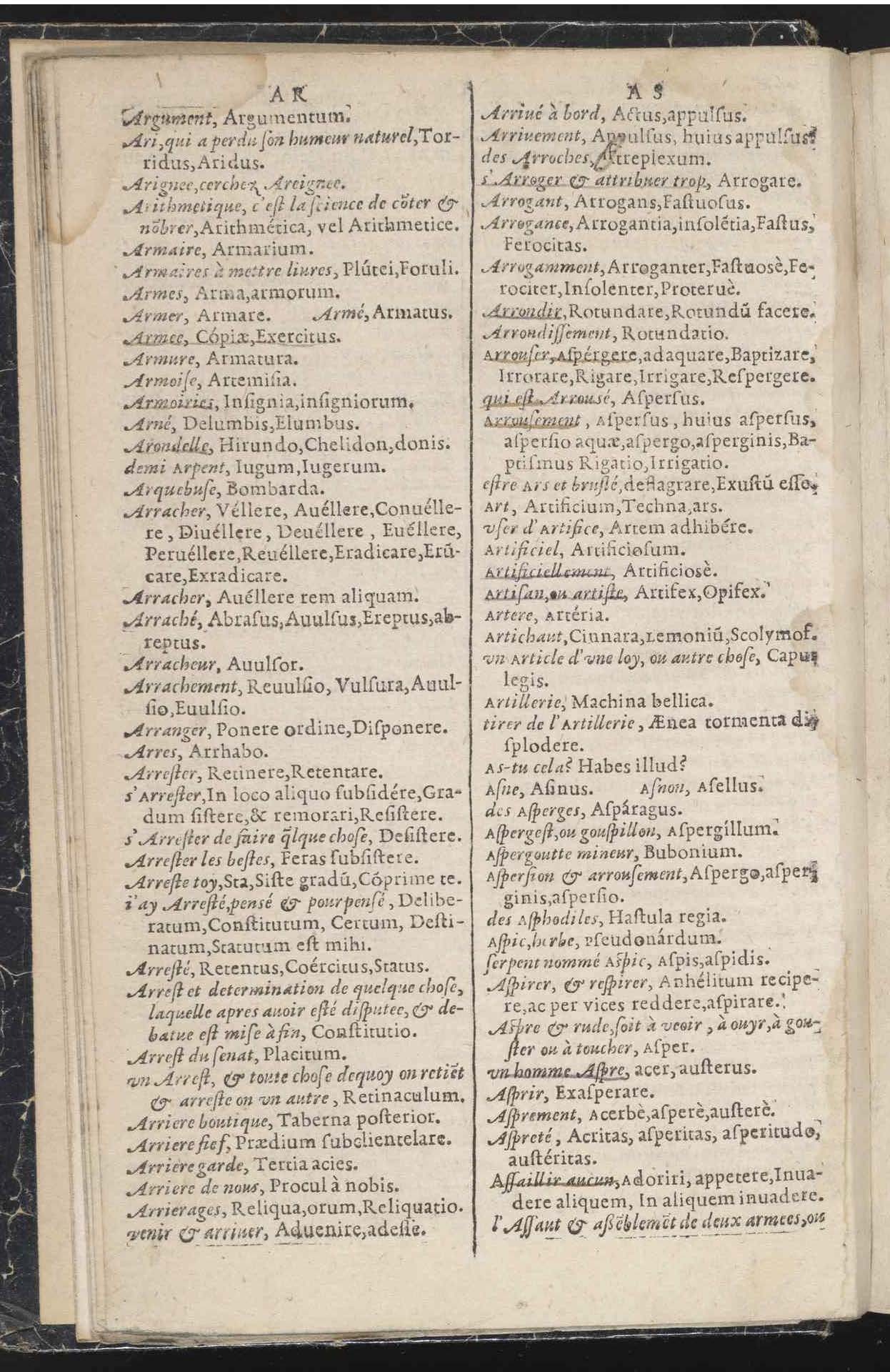 1597 - Richard Aubert - Trésor des mots et traits français - Den Haag 1597 - Richard Aubert - Trésor des mots et traits français - Den Haag
