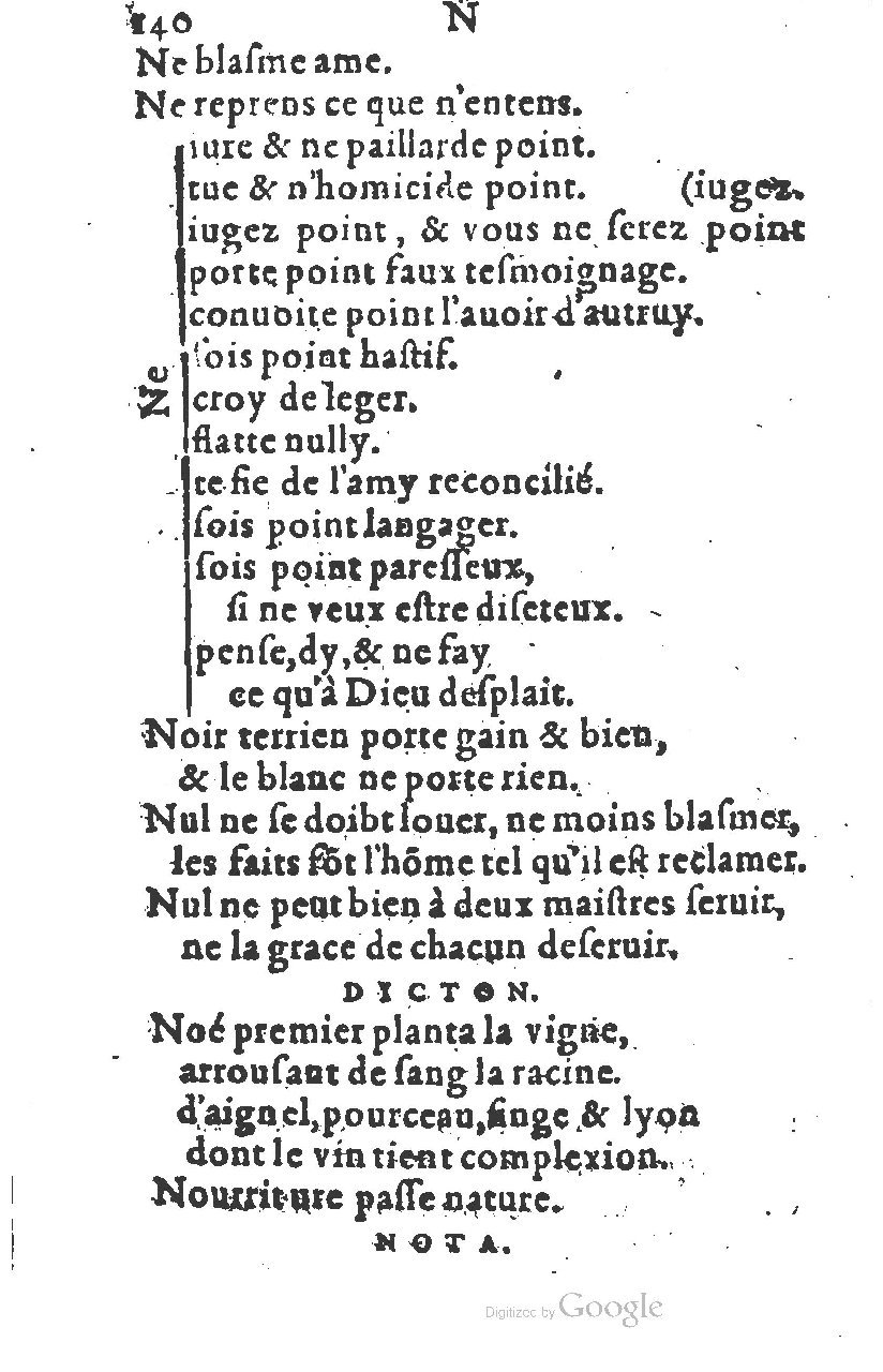 1581 - Nicolas Bonfons  - Trésor des sentences dorées - Princeton