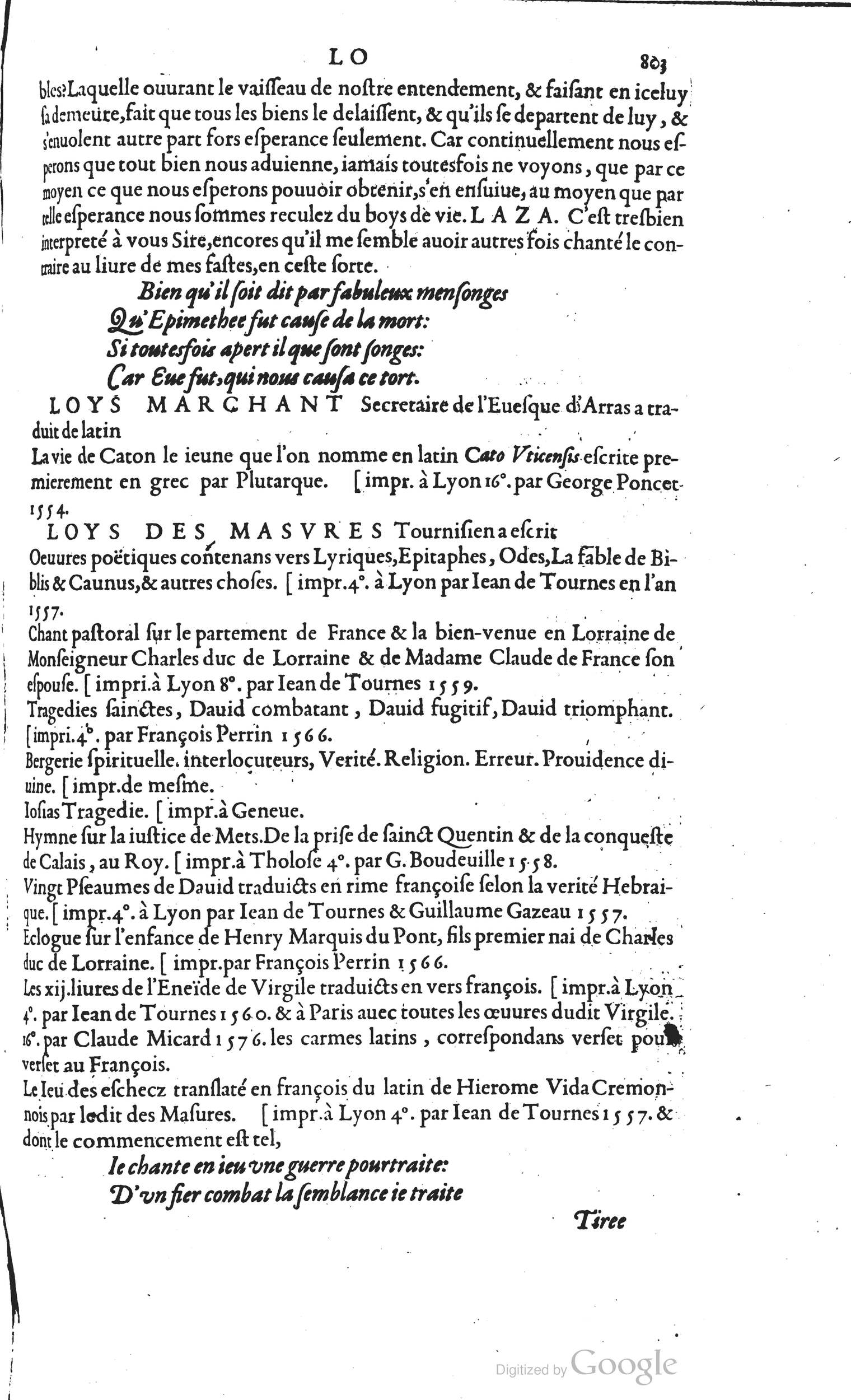 1585 - Barthélemy Honorat - Bibliothèques françaises - BSB Munich